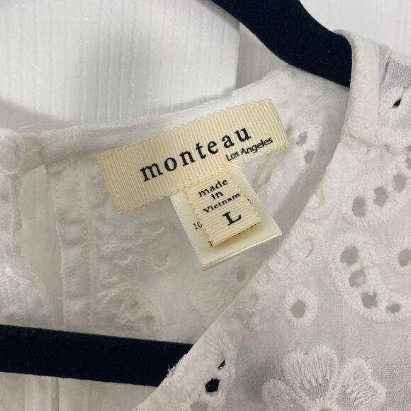 Monteau Coquette White Lace Neck Tank Top L - Picture 5 of 7